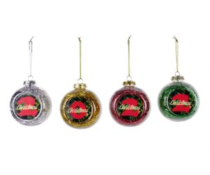 Plastic Christmas bauble with glitter