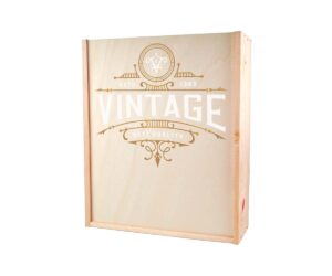Wine box wood including sliding lid