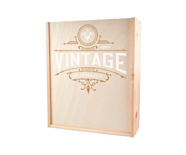 Wine box wood including sliding lid