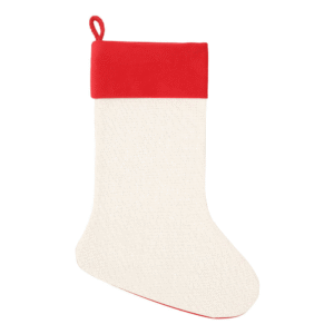 Chaussettes de Noël en lin sublimé avec revers rouge
