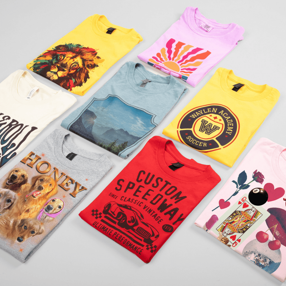 Colored Cotton T Shirts printed with Sawgrass