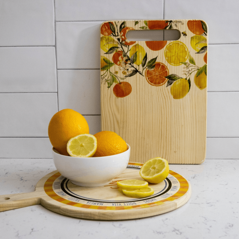 Cutting Boards Decorated with Lemons in a Bowl
