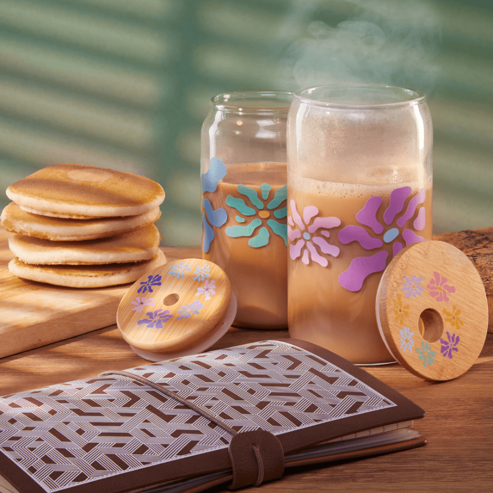 Leather Notebook and Transparant Glass with TheMagicTouch CPM 6.2 Transfer Paper