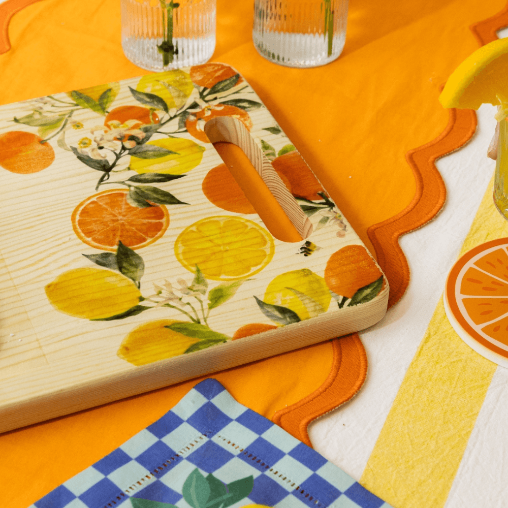 Wooden Cutting Board Printed with Lemon Design Sawgrass
