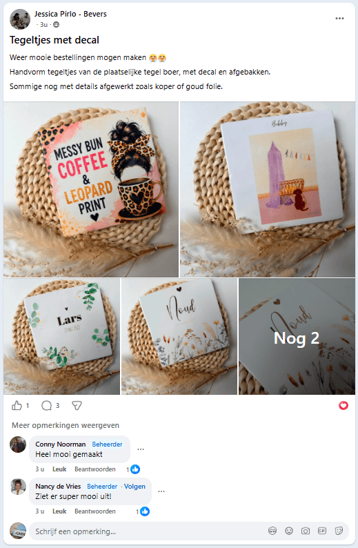 Jessico Pirlo - Bevers Tegeltjes met Decal Facebook Post Jessico Pirlo Bevers Tegeltjes met Decal Facebook Post