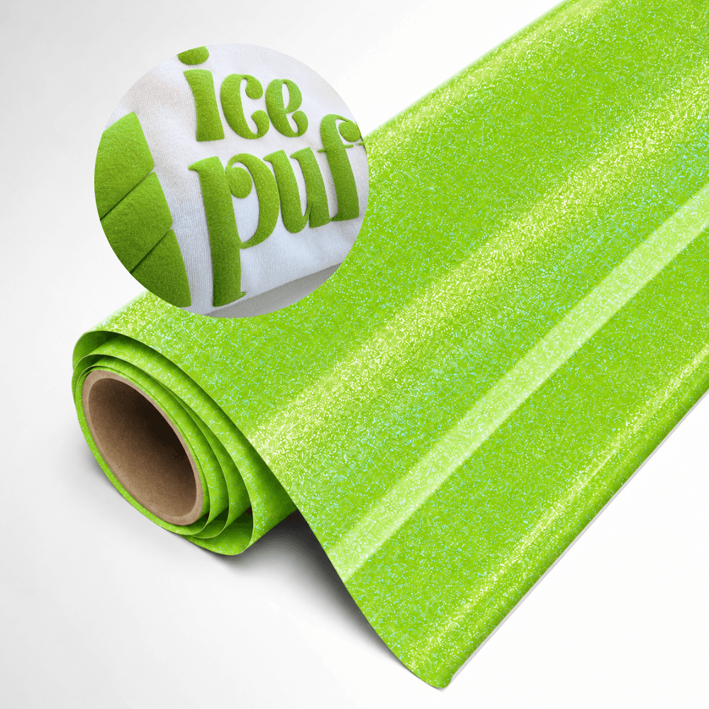 MagiCut Puff Glitter Lime Green Roll Close Up Round Circle