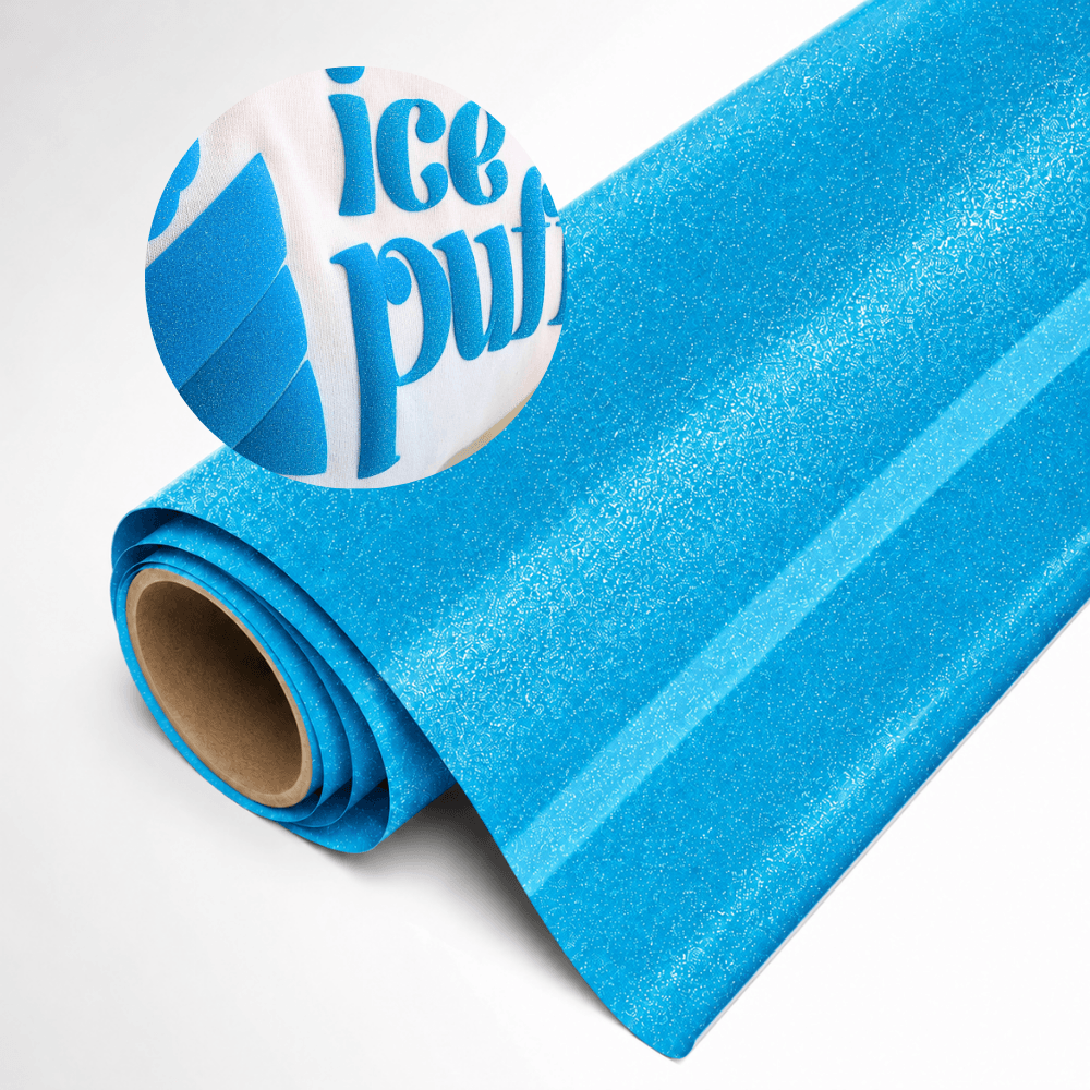 MagiCut Puff Glitter Ocean Blue Roll Close Up Round Circle