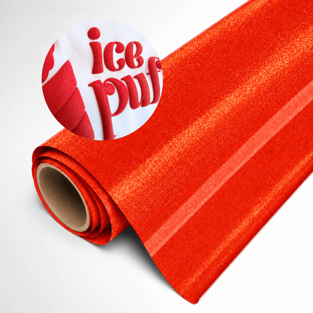 MagiCut Puff Glitter Sunset Red Roll Close Up Round Circle